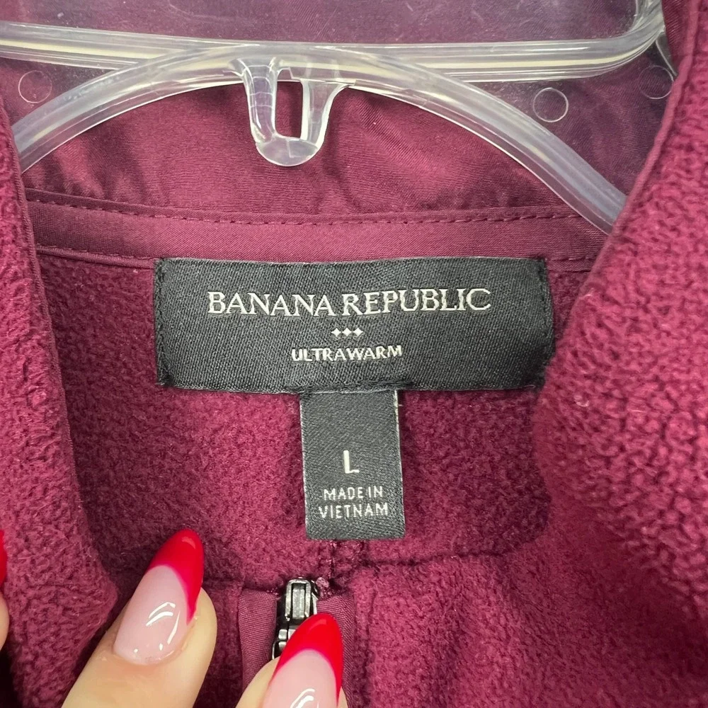 Banana Republic Fleece Pullover Mens L Burgundy Ultrawarm Quarter Zip 386851-02
